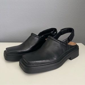 VAGABOND Shoemakers Black Leather Slingback Square Toe Heeled Sandal